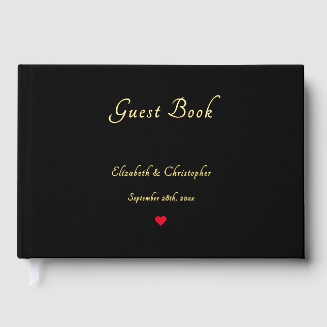 Elegante Black Gold Hochzeiten Jubiläum Keepake Gästebuch (Vorderseite)