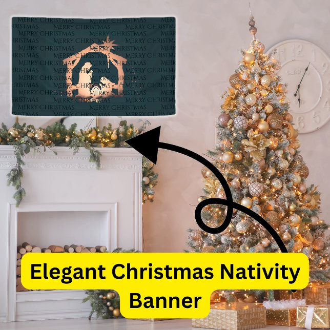 Elegante Black Gold Krippe Frohe Weihnachten Banner (Christmas Banner Holiday Home Decor)