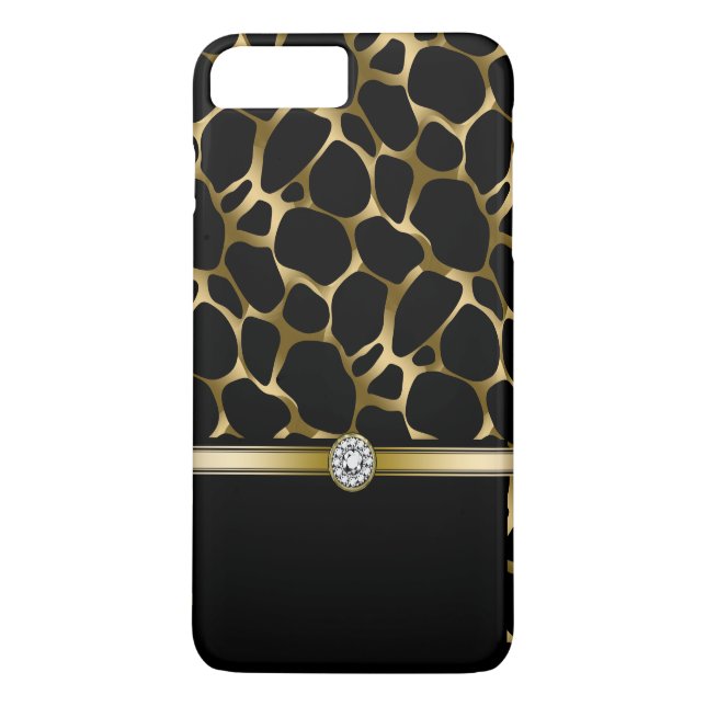 Elegante Black & Gold Leopard Animal Print Case-Mate iPhone Hülle (Rückseite)