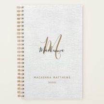 Elegante Black Gold Linen Moderne Monogram Name