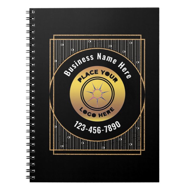 Elegante Black Gold Logos personalisieren Notizblock (Vorderseite)