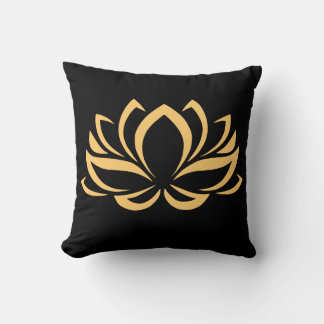Elegante Black & Gold Lotus Blume Kissen