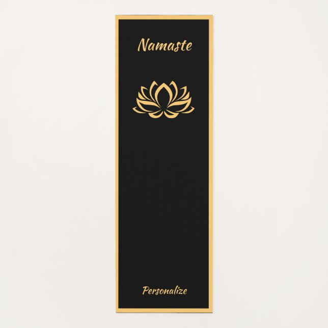 Elegante Black Gold Lotus Blume Zen Yoga Namaste Yogamatte (Vorderseite)