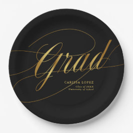 Elegante Black & Gold Minimalistische Grad Kalligr Pappteller