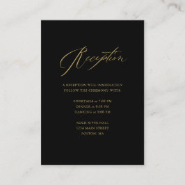 Elegante Black Gold Moderne Script Hochzeitsempfeh Begleitkarte