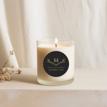 Elegante Black & Gold Monogram Kranz-Gastgeschenk 