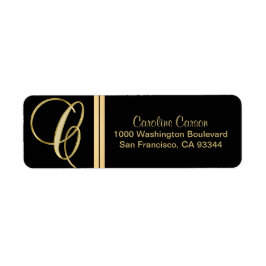 Elegante Black Gold Monogram Letter 'C' Return
