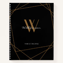 Elegante Black Gold Monogram Name Family Rezept