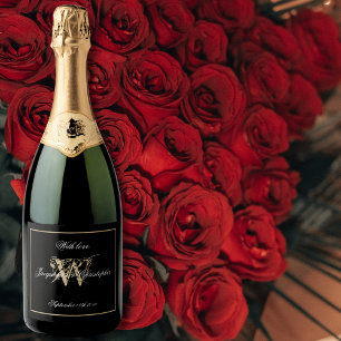 Elegante Black & Gold Monogram Script Chic Wedding