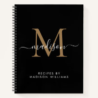 Elegante Black Gold Monogram Script Name Rezept