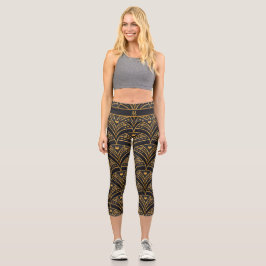 Elegante Black Gold Personalize Moderne Personaliz Capri Leggings