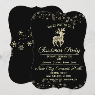 Elegante Black & Gold Rentier-Party Einladung
