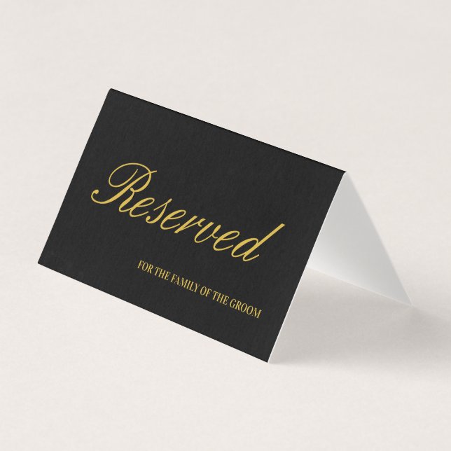 Elegante Black & Gold Reservierte Hochzeitskarte (Vorderseite)