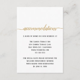 Elegante Black Gold Script Hochzeitsunterkünfte Begleitkarte
