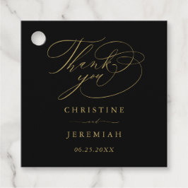 Elegante Black Gold Script Wedding Vielen Dank Geschenkanhänger