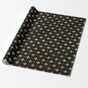 Elegante Black Gold Shimmer Lilie Birthday Geschenkpapier
