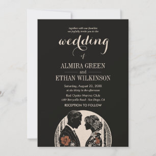 Elegante Black & Gold Silhouette Einladung zur Hoc