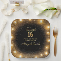 Elegante Black & Gold Sparkle Paper Teller