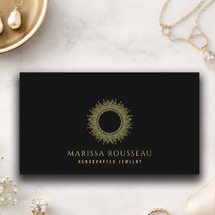 Elegante Black Gold Sunburst Schmuckmarke Visitenkarte