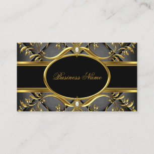 Elegante Black & Gold Swirl Business Card Visitenkarte