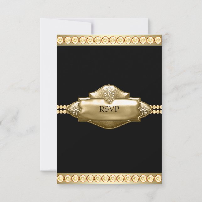 Elegante Black Gold UAWG RSVP Karte (Vorderseite)