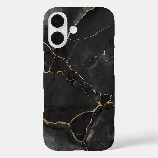 Elegante Black Gold Veins Marble Phone Case (Rückseite)