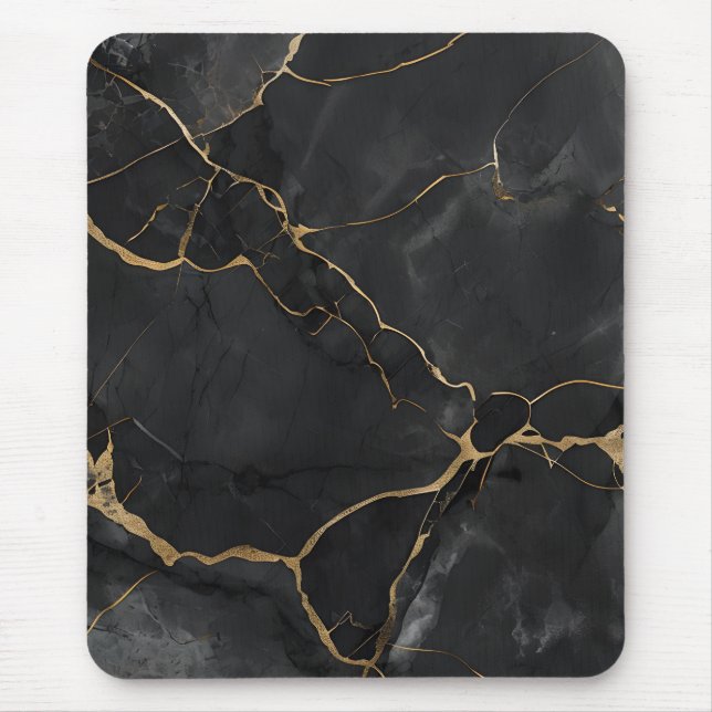 Elegante Black Gold Veins Office Mouse Pad Mousepad (Vorne)