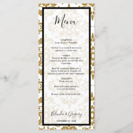 Elegante Black Gold Vintage Hochzeit Menükarte