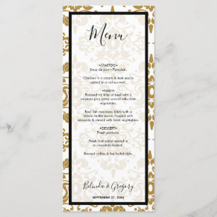 Elegante Black Gold Vintage Hochzeit Menükarte