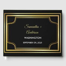 Elegante Black Gold Wedding Gästebuch
