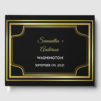 Elegante Black Gold Wedding Gästebuch