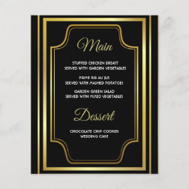 Elegante Black Gold Wedding Menu Cards
