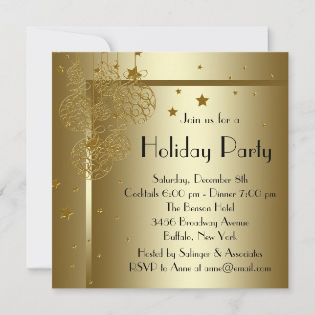 Elegante Black Gold Weihnachten Party Einladungen (Vorderseite)