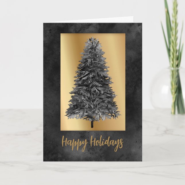 Elegante Black Gold Weihnachts-Weihnachtskarte Feiertagskarte (Vorderseite)