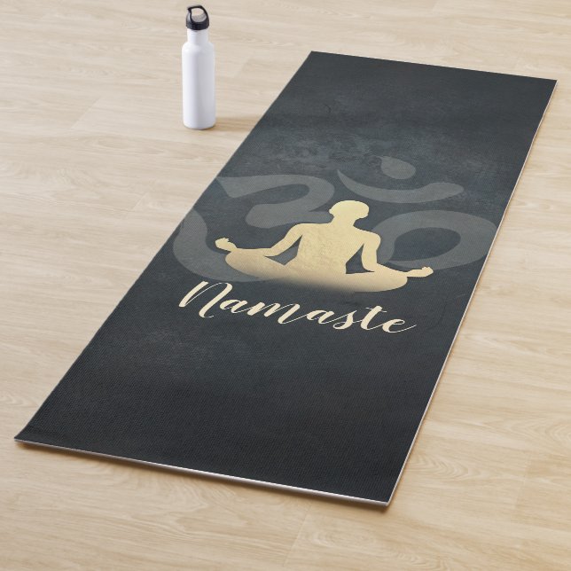Elegante Black Gold Yoga Meditation Pose Om Symbol Yogamatte (Beispiel)