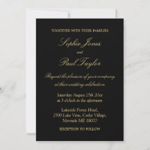 Elegante Black Golden Beige Einladung zur Hochzeit