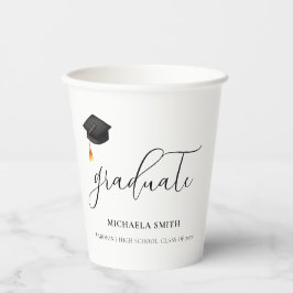 Elegante Black Graduation Cap Script Graduate Pappbecher