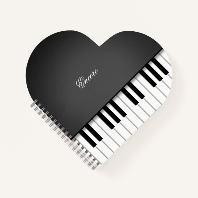 Elegante Black Grand Piano Music Tastatur nach Maß Notizbuch (Vorderseite)