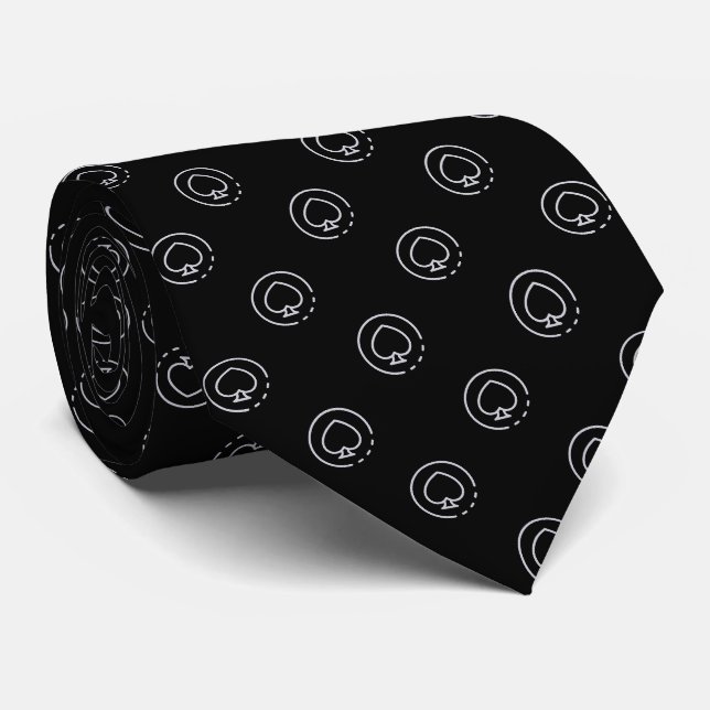 Elegante Black Gray Spade Coin Krawatte (Gerollt)