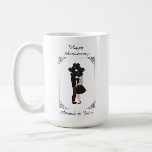 Elegante Black Happy Jubiläum Persönliche Umarmung Kaffeetasse