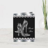 Elegante Black High Heel Shoe Danke Karten