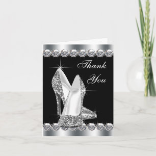 Elegante Black High Heel Shoe Danke Karten