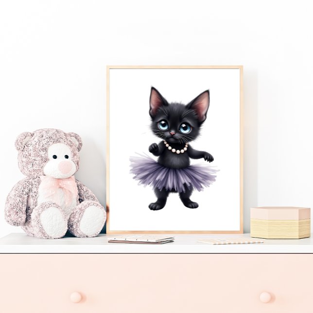Elegante Black Kitten Ballerina in Lila Tutu Poster (Von Creator hochgeladen)