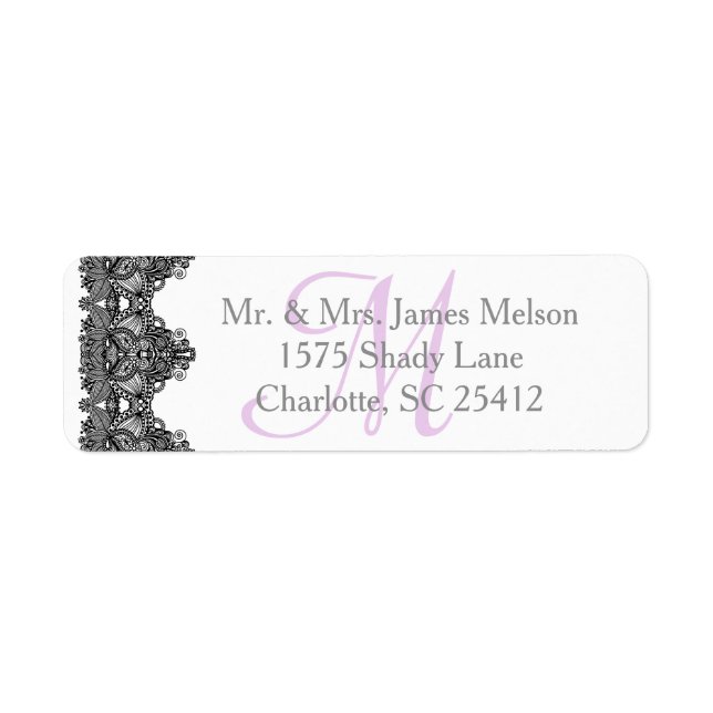 Elegante Black Lace Monogram Wedding Suite (Vorne)