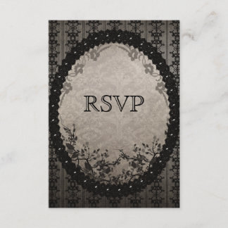 Elegante Black Lace & Sequins UAWG Wedding RSVP Karte
