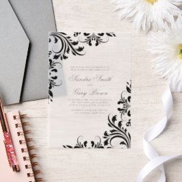 Elegante Black Lace White Damasks Hochzeit