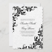 Elegante Black Lace White Damasks Hochzeit