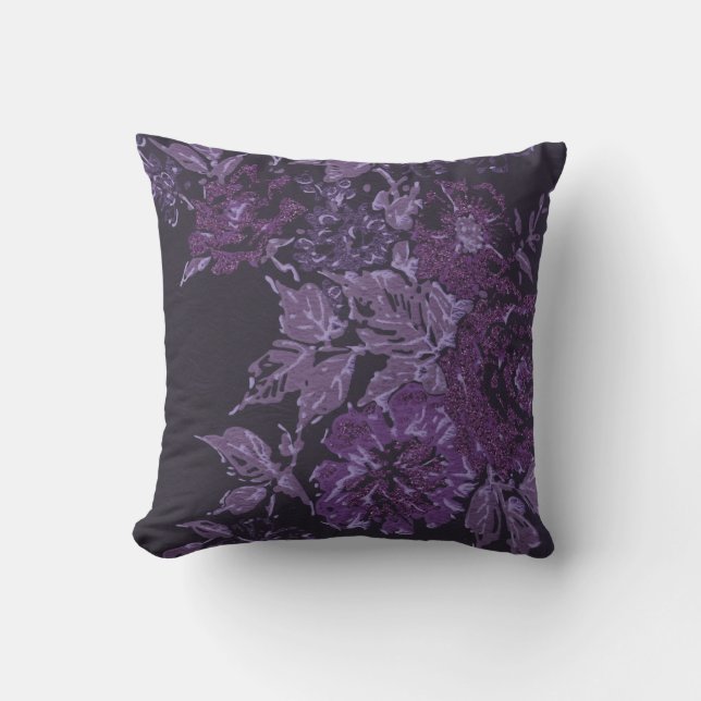 ELEGANTE BLACK LILA CUSTOM CUSHION KISSEN (Vorderseite)