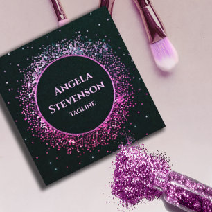 Elegante Black Lila Glitzer Business Card Quadratische Visitenkarte