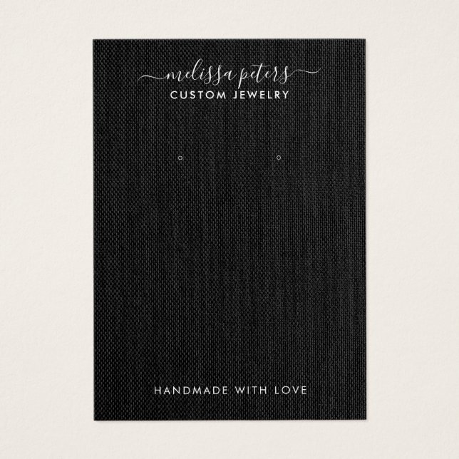 Elegante Black Linen Jewelry Earring Display Card (Vorderseite)